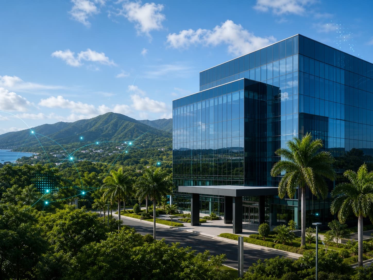 Modern tropical technology campus representing Ruratek Limited operations